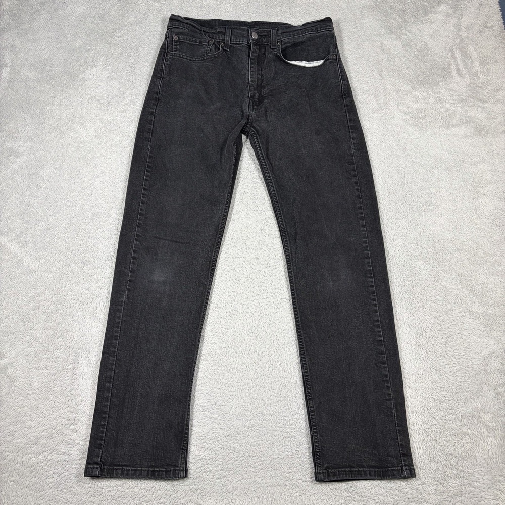 Levi's 505 Black Jeans Mens 34x32 (Actual 30x28) Faded Stretch Emo Grunge Rocker